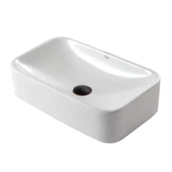 19" Rectangular Vessel Ceramic Bathroom Sink in White with Pop-Up Drain in Oil Rubbed Bronze