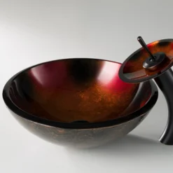 Red/Black/Gold Glass Vessel 17