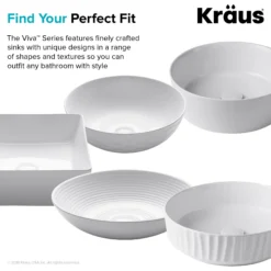 16 1/2" Round Vessel Ceramic Bathroom Sink in White wth Pop Up Drain