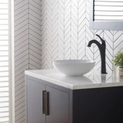 13" Round Vessel Ceramic Bathroom Sink in White