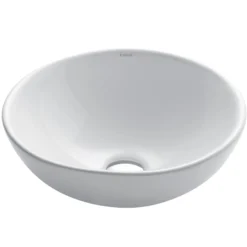16" Round Vessel Ceramic Bathroom Sink in White