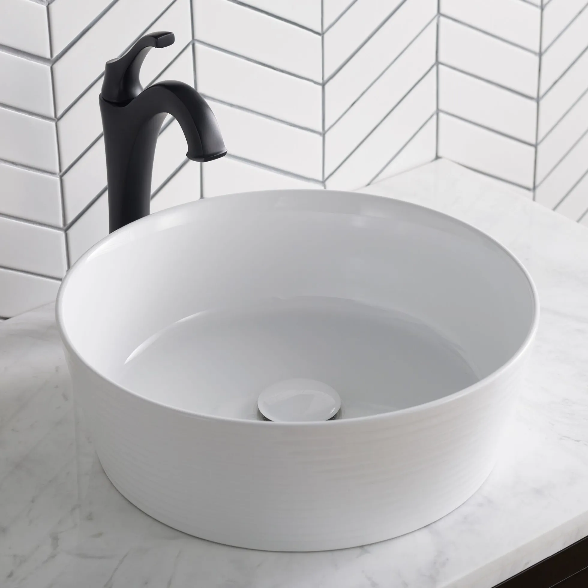 15 3/4" Round Vessel Ceramic Bathroom Sink in White