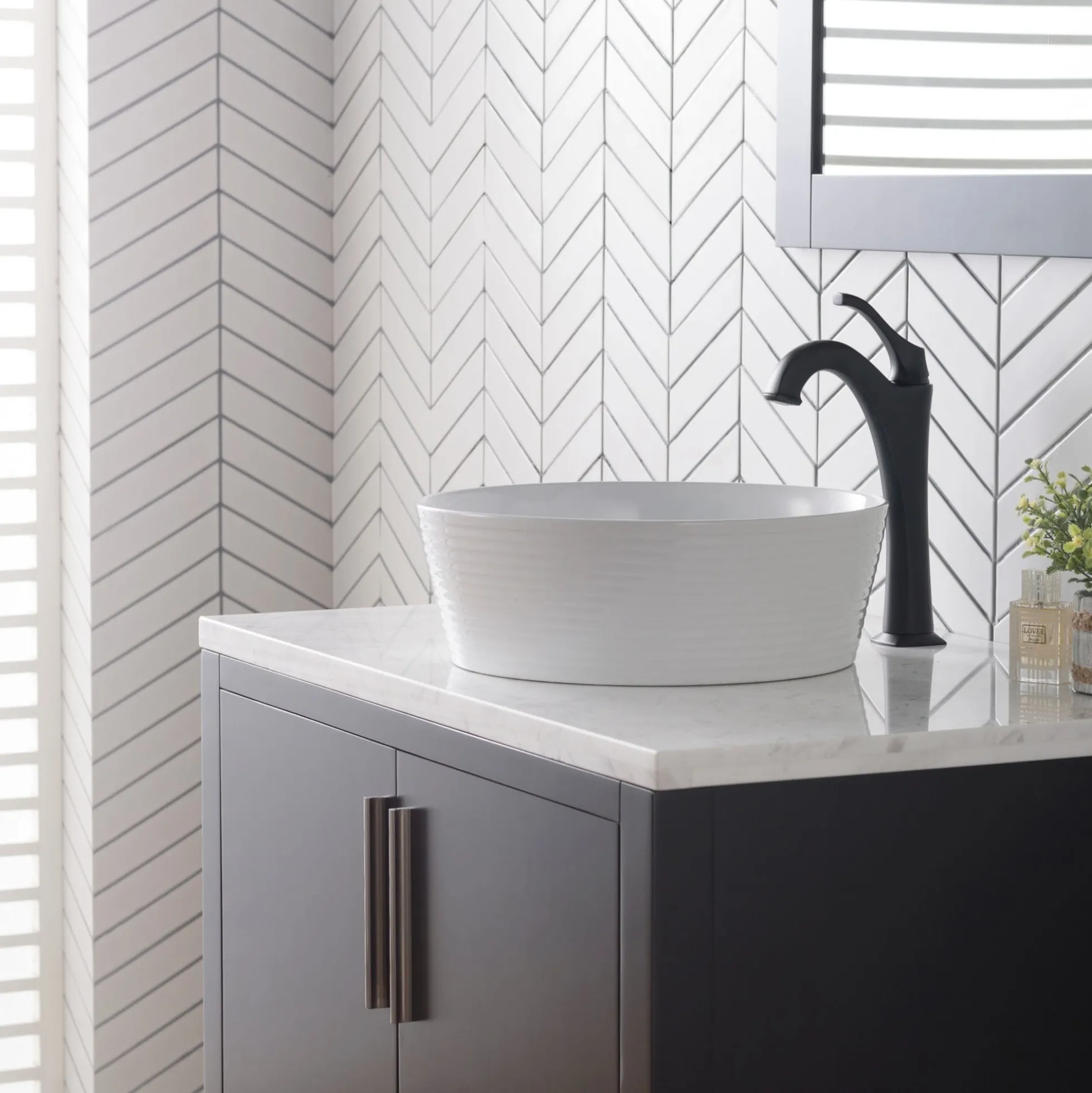 15 3/4" Round Vessel Ceramic Bathroom Sink in White
