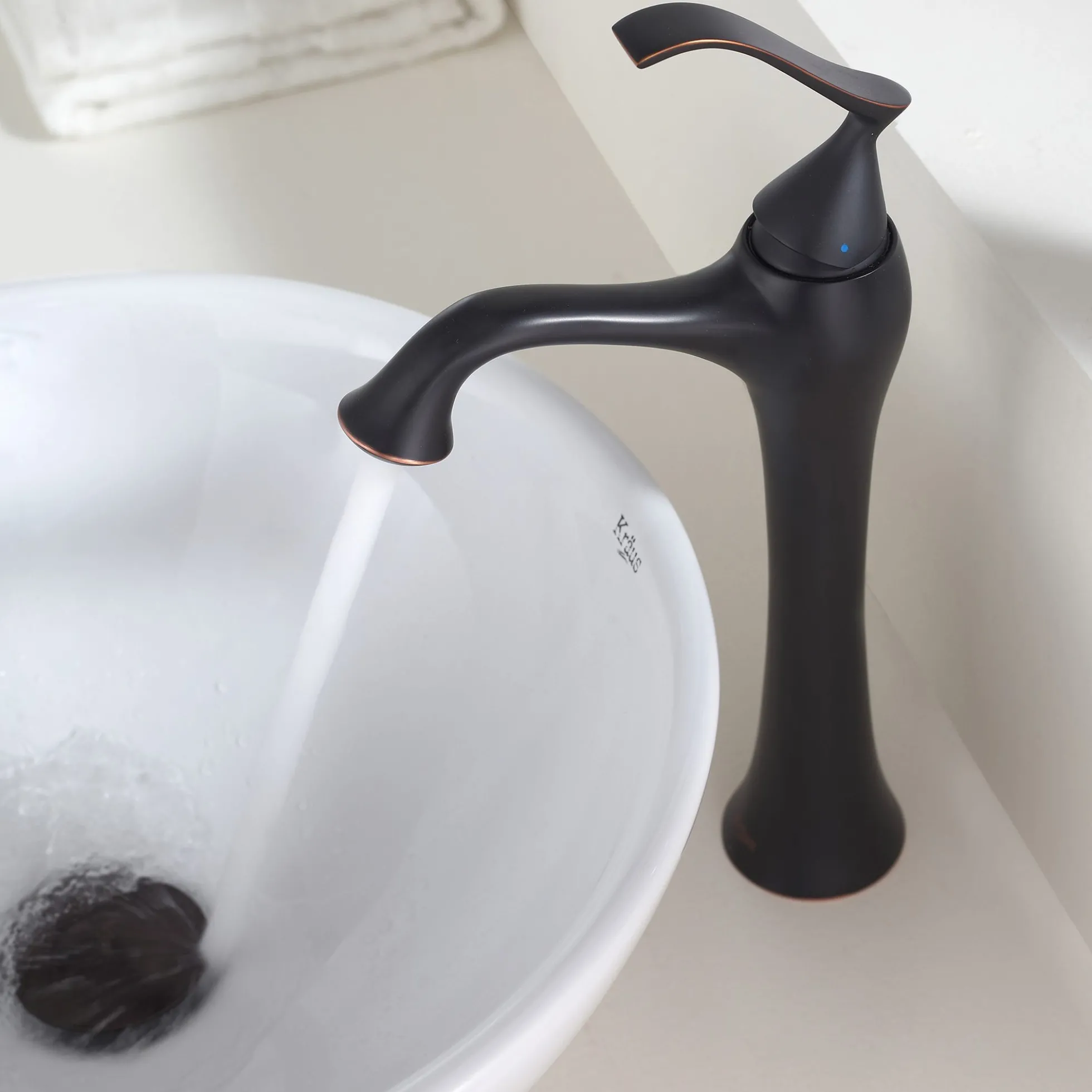 16" Round Vessel Ceramic Bathroom Sink in White with Pop-Up Drain in Oil Rubbed Bronze