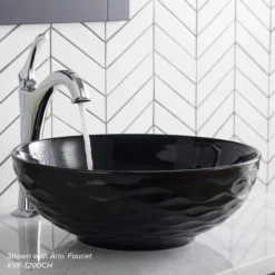 16 1/2" Round Vessel Ceramic Bathroom Sink in Black