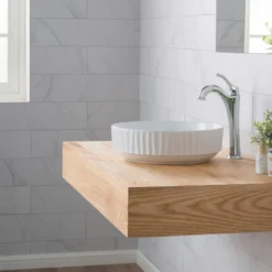 15 3/4" Round Vessel Ceramic Bathroom Sink in White with Pop-Up Drain