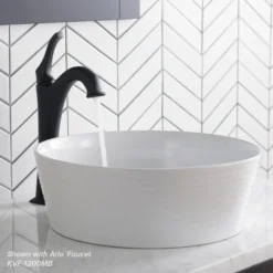 15 3/4" Round Vessel Ceramic Bathroom Sink in White with Pop Up Drain