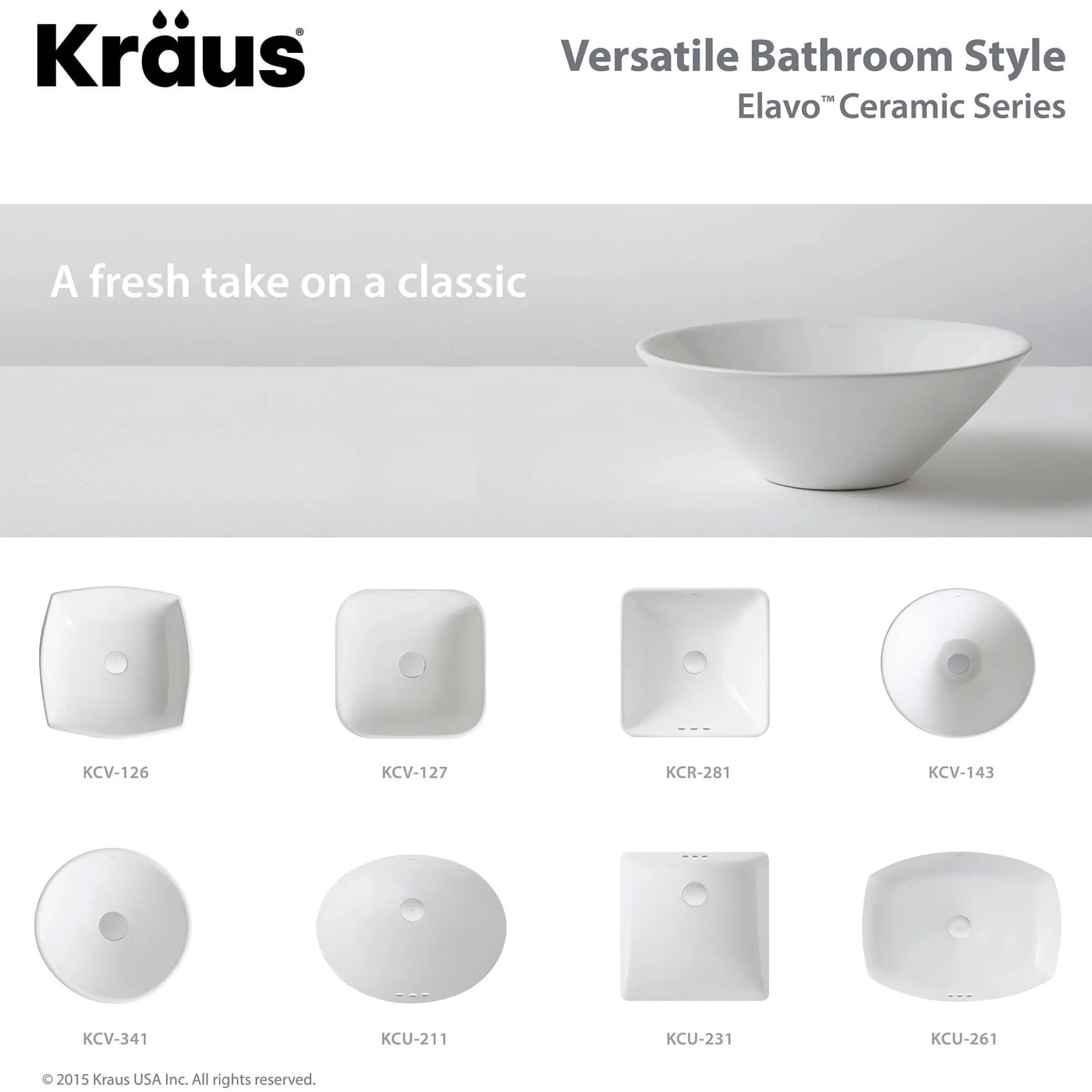 14" Round Vessel Ceramic Bathroom Sink in White with Pop-Up Drain in Brushed Nickel