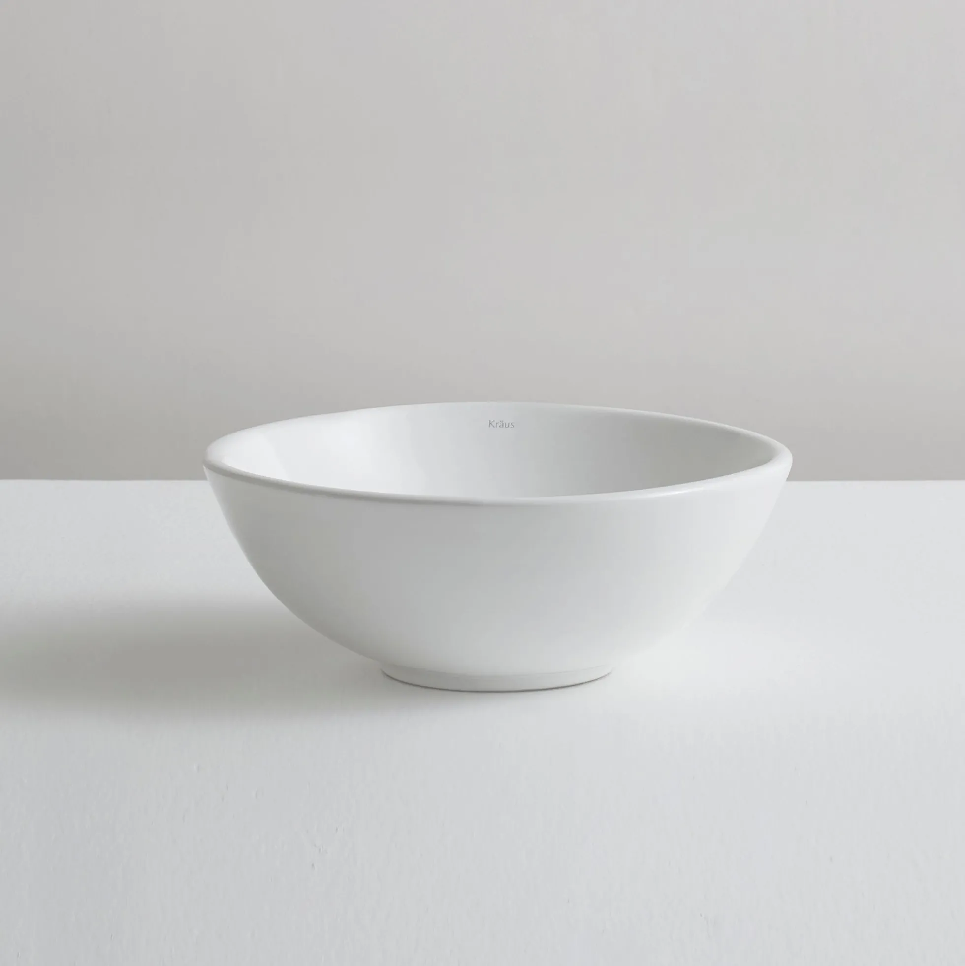 14" Round Vessel Ceramic Bathroom Sink in White with Pop-Up Drain in Brushed Nickel
