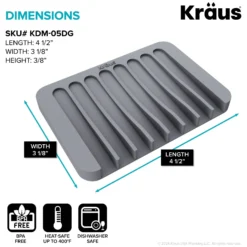 Self-Draining Silicone Dish Drying Mat or Trivet and Silicone Soap Dish / Sponge Holder for Bathroom or Kitchen Counter in Dark Grey