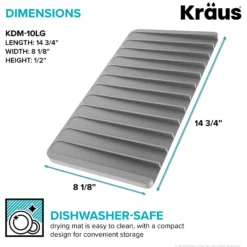 Self-Draining Silicone Dish Drying Mat or Trivet for Kitchen Counter in Light Grey