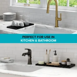 Self-Draining Silicone Dish Drying Mat or Trivet for Kitchen Counter in Dark Grey