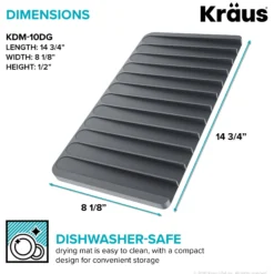 Self-Draining Silicone Dish Drying Mat or Trivet for Kitchen Counter in Dark Grey