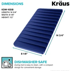 Self-Draining Silicone Dish Drying Mat or Trivet for Kitchen Counter in Dark Blue