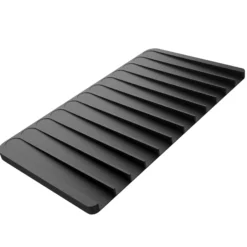 Self-Draining Silicone Dish Drying Mat or Trivet for Kitchen Counter in Black