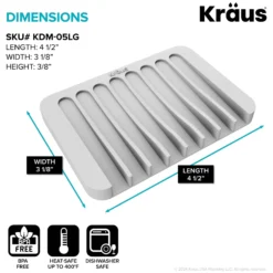 Self-Draining Silicone Soap Dish / Sponge Holder for Bathroom or Kitchen Counter in Light Grey