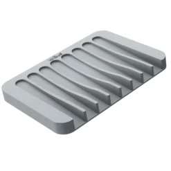 Self-Draining Silicone Soap Dish / Sponge Holder for Bathroom or Kitchen Counter in Light Grey