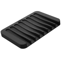 Self-Draining Silicone Soap Dish / Sponge Holder for Bathroom or Kitchen Counter in Black