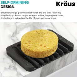 Self-Draining Silicone Soap Dish / Sponge Holder for Bathroom or Kitchen Counter in Black
