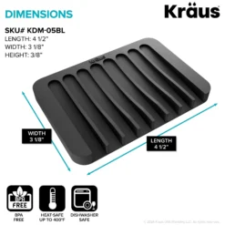 Self-Draining Silicone Soap Dish / Sponge Holder for Bathroom or Kitchen Counter in Black