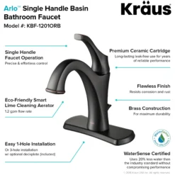 Single Handle Basin Bathroom Faucet with Lift Rod Drain and Deck Plate in Oil Rubbed Bronze
