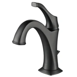 Single Handle Basin Bathroom Faucet with Lift Rod Drain and Deck Plate in Matte Black (2-Pack)