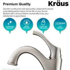 Single Handle Basin Bathroom Faucet with Lift Rod Drain and Deck Plate in Spot Free Stainless Steel