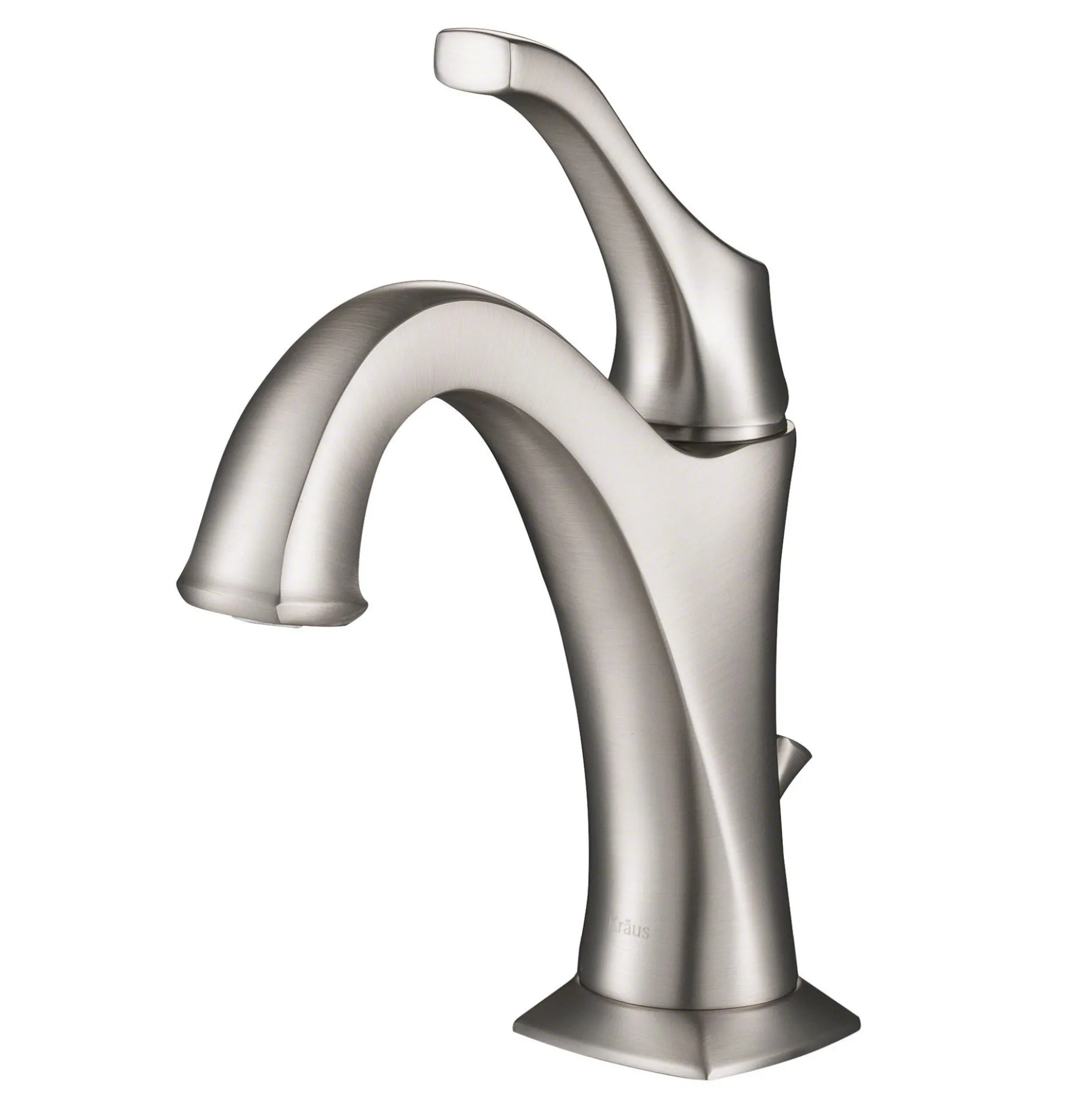 Single Handle Basin Bathroom Faucet with Lift Rod Drain and Deck Plate in Spot Free Stainless Steel