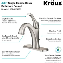 Single Handle Basin Bathroom Faucet with Lift Rod Drain and Deck Plate in Spot Free Stainless Steel
