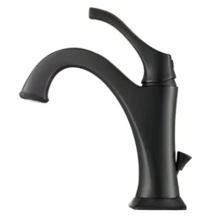 Single Handle Basin Bathroom Faucet with Lift Rod Drain and Deck Plate in Matte Black