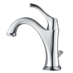 Single Handle Basin Bathroom Faucet with Lift Rod Drain and Deck Plate in Chrome