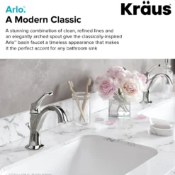 Single Handle Basin Bathroom Faucet with Lift Rod Drain and Deck Plate in Brushed Gold