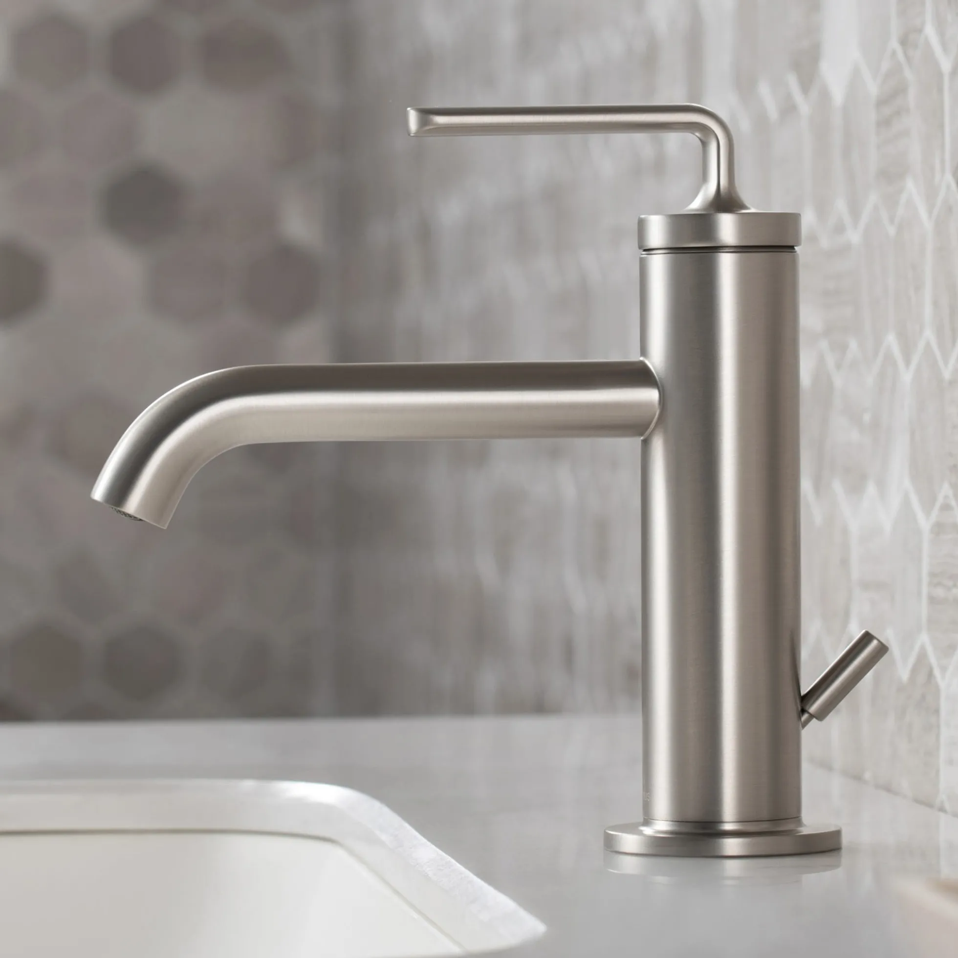 Single Handle Basin Bathroom Faucet with Lift Rod Drain in Spot Free Stainless Steel (2-Pack)