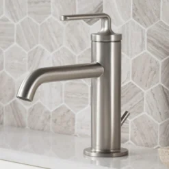 Single Handle Basin Bathroom Faucet with Lift Rod Drain in Spot Free Stainless Steel (2-Pack)