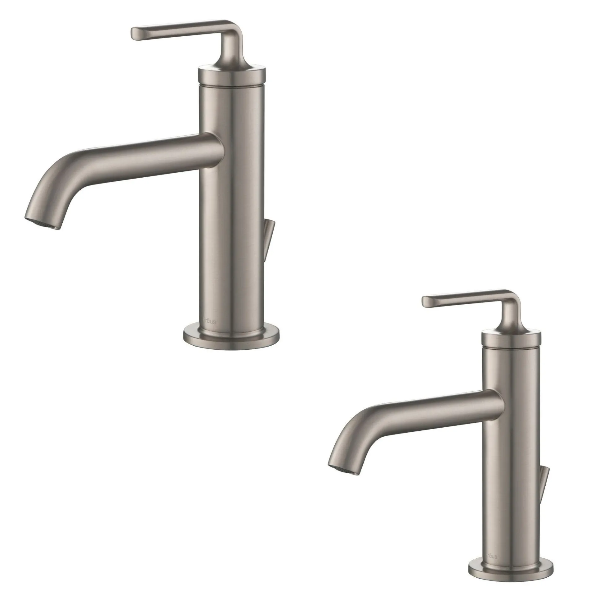 Single Handle Basin Bathroom Faucet with Lift Rod Drain in Spot Free Stainless Steel (2-Pack)