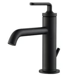 Single Handle Basin Bathroom Faucet with Lift Rod Drain in Matte Black