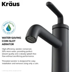 Single Handle Basin Bathroom Faucet with Lift Rod Drain in Matte Black