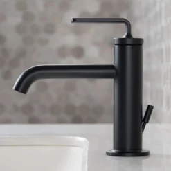 Single Handle Basin Bathroom Faucet with Lift Rod Drain in Matte Black (2-Pack)