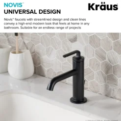 Single Handle Basin Bathroom Faucet with Lift Rod Drain in Matte Black (2-Pack)