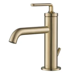 Single Handle Basin Bathroom Faucet with Lift Rod Drain in Brushed Gold