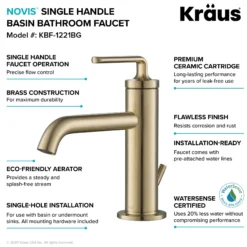 Single Handle Basin Bathroom Faucet with Lift Rod Drain in Brushed Gold (2-Pack)