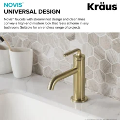 Single Handle Basin Bathroom Faucet with Lift Rod Drain in Brushed Gold (2-Pack)