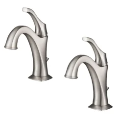 Single Handle Basin Bathroom Faucet with Lift Rod Drain and Deck Plate in Spot Free Stainless Steel (2-Pack)
