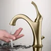 Single Handle Basin Bathroom Faucet with Lift Rod Drain and Deck Plate in Brushed Gold (2-Pack)
