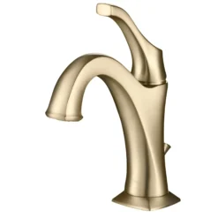 Single Handle Basin Bathroom Faucet with Lift Rod Drain and Deck Plate in Brushed Gold (2-Pack)