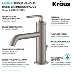 Single Handle Basin Bathroom Faucet with Lift Rod Drain in Spot Free Stainless Steel