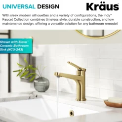 Single Handle Bathroom Faucet in Spot-Free Brushed Brass with Pop Up Drain and Supply Lines