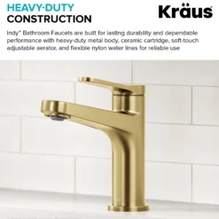 Single Handle Bathroom Faucet in Spot-Free Brushed Brass with Pop Up Drain and Supply Lines
