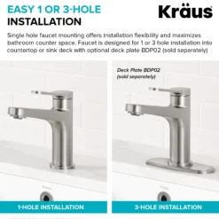 Single Handle Bathroom Faucet in Spot-Free Brushed Brass with Pop Up Drain and Supply Lines