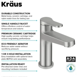 Single Handle Bathroom Faucet in Spot-Free Brushed Nickel with Pop Up Drain and Supply Lines